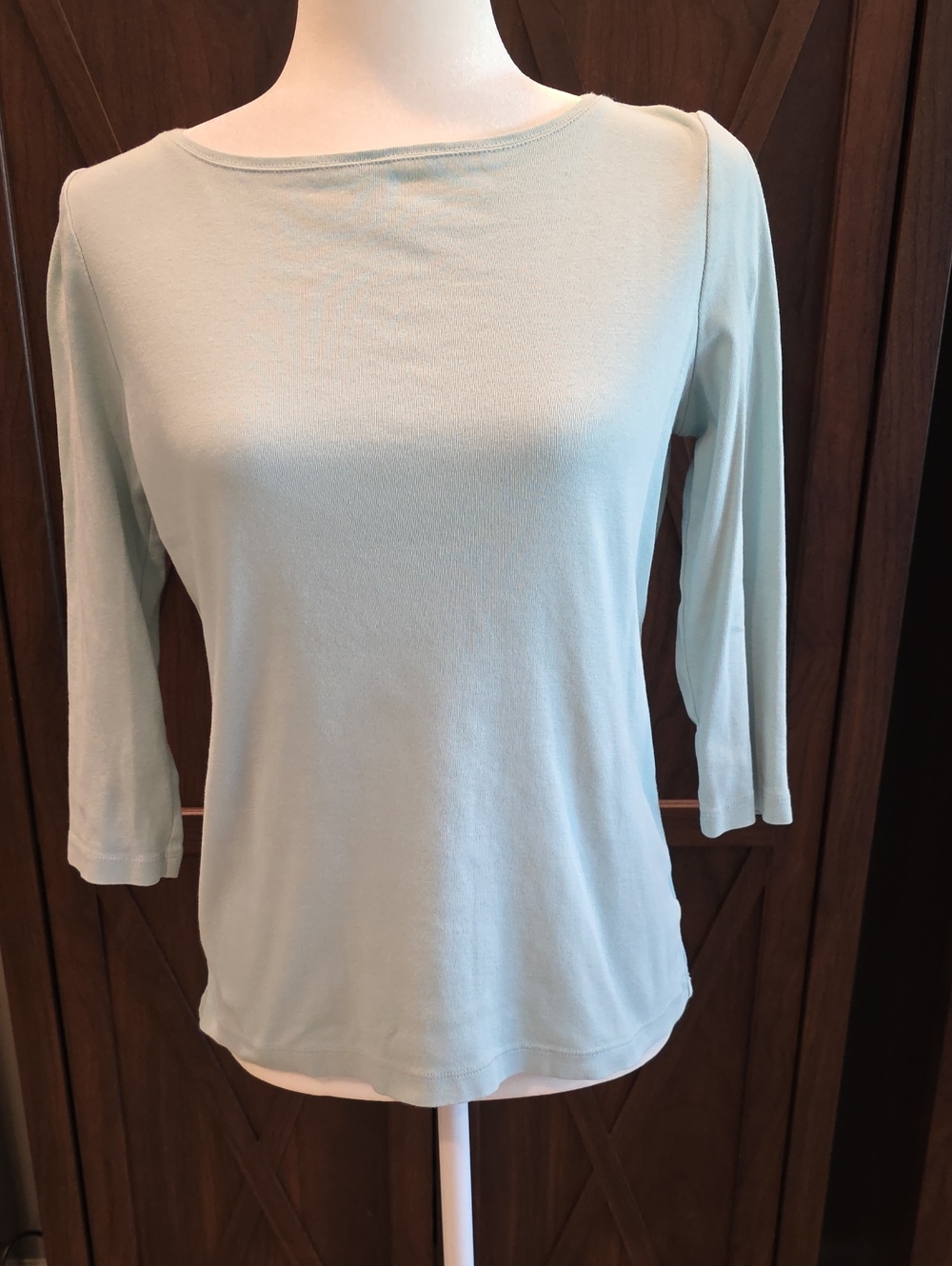 Talbots Light Mint Boatneck There Quarter Sleeve Tee